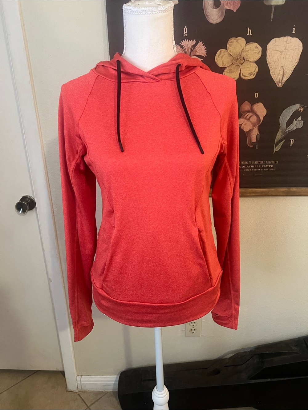 Zella Heathered Coral Red Pullover Hoodie Sweatshirt